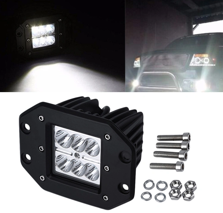 18W Flush Mount LED Light Pods Spot Flood Combo Beam Driving Light LED Work Light Backup Light Reverse Light Grill Mount Light for Offroad 4X4 Faros LED