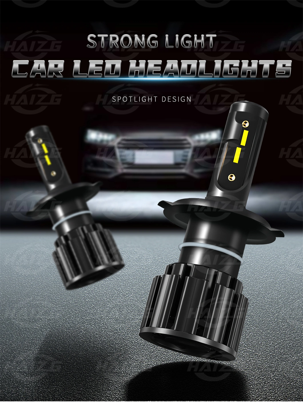 Haizg LED H7/H4 HID Auto Fog Light Truck Work Light H3/H11 for Car LED Headlight 9005 9006 LED Light