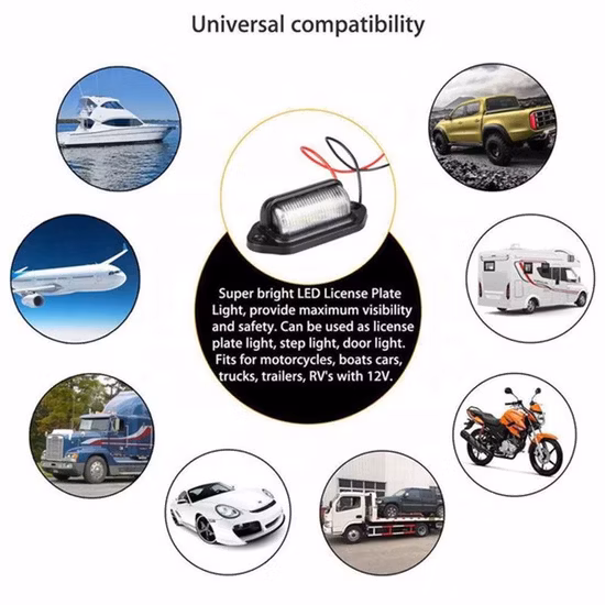 12V 6 LED plaque d'immatriculation lumière interrupteur de coffre pour SUV Vans camion remorque feu arrière lampe d'avertissement arrière voiture ampoule accessoires