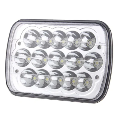 7X6 5X7 45W Phare de voiture à faisceau scellé rectangulaire 15 LED Lumière de travail Epistar 3030 CREE Auxiliares Auto Moto Alta Baja Faro LED