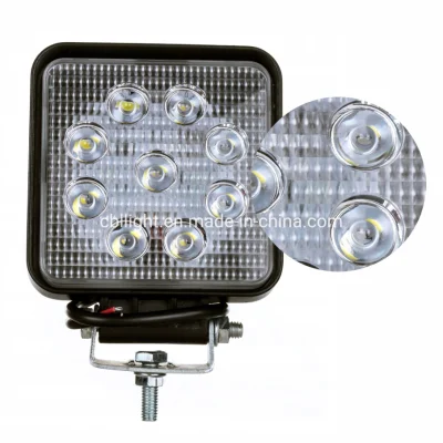 Lampe de travail carrée IP68 4,3 pouces épaisseur 55mm 27W Epistar LED lumière de travail 12V lumière de camion pour chariot élévateur SUV ATV