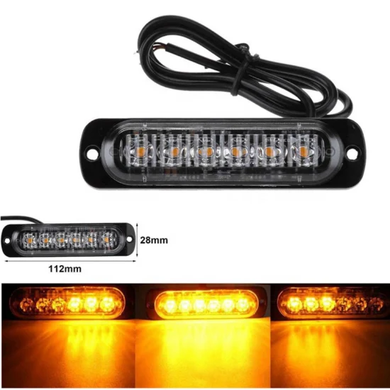 12V 24V 6LEDs voyant d'avertissement de signal stroboscopique d'urgence de camion de voiture