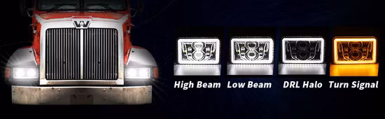 DOT Remplacement Rectangulaire LED Phare Haut Bas Faisceau Universel LED Phare avec DRL pour Camion moto